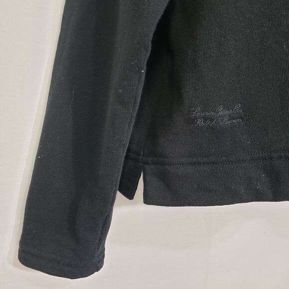 LRL Lauren Jeans Co Ralph Lauren Womens Large Sweatshirt Top Black Ribbed Crop - Picture 3 of 8